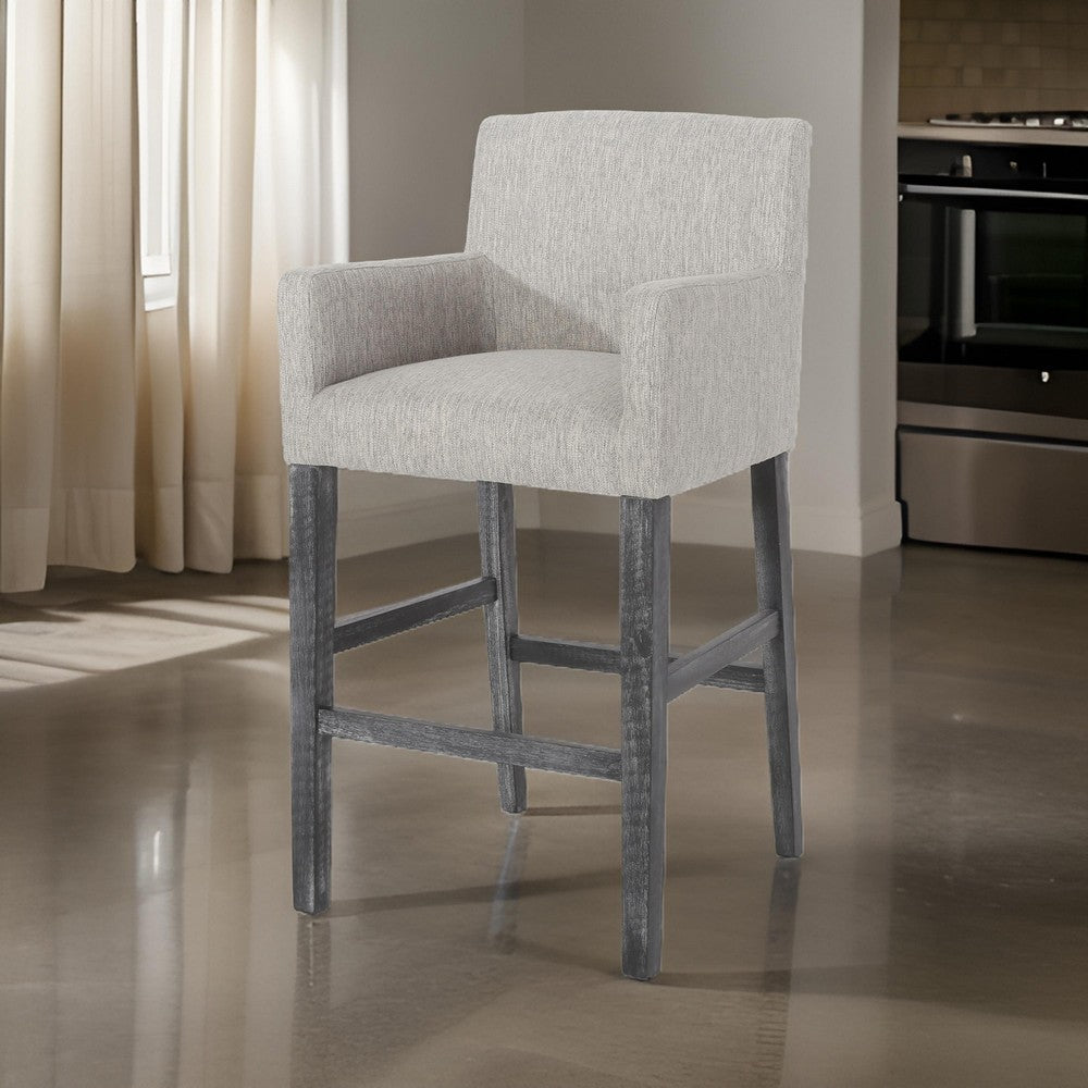 Counter Height Chair Set of 2, H-Frame Base, Rubberwood, Light Gray Fabric -BM321710