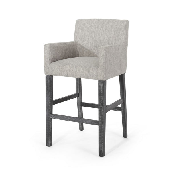 Counter Height Chair Set of 2, H-Frame Base, Rubberwood, Light Gray Fabric -BM321710