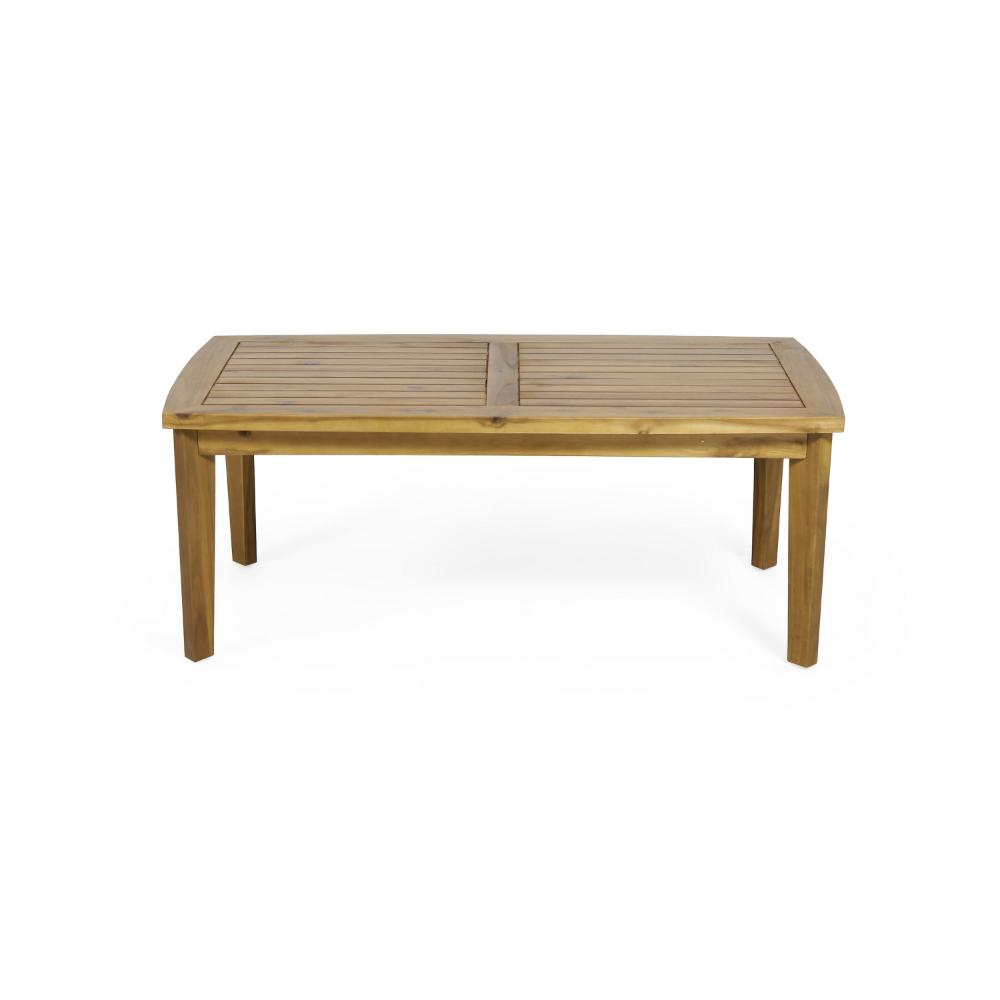 Outdoor Rectangular Coffee Table, Slatted Panels, Natural Brown Acacia Wood -BM321711