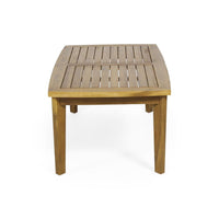 Outdoor Rectangular Coffee Table, Slatted Panels, Natural Brown Acacia Wood -BM321711