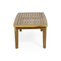 Outdoor Rectangular Coffee Table, Slatted Panels, Natural Brown Acacia Wood -BM321711