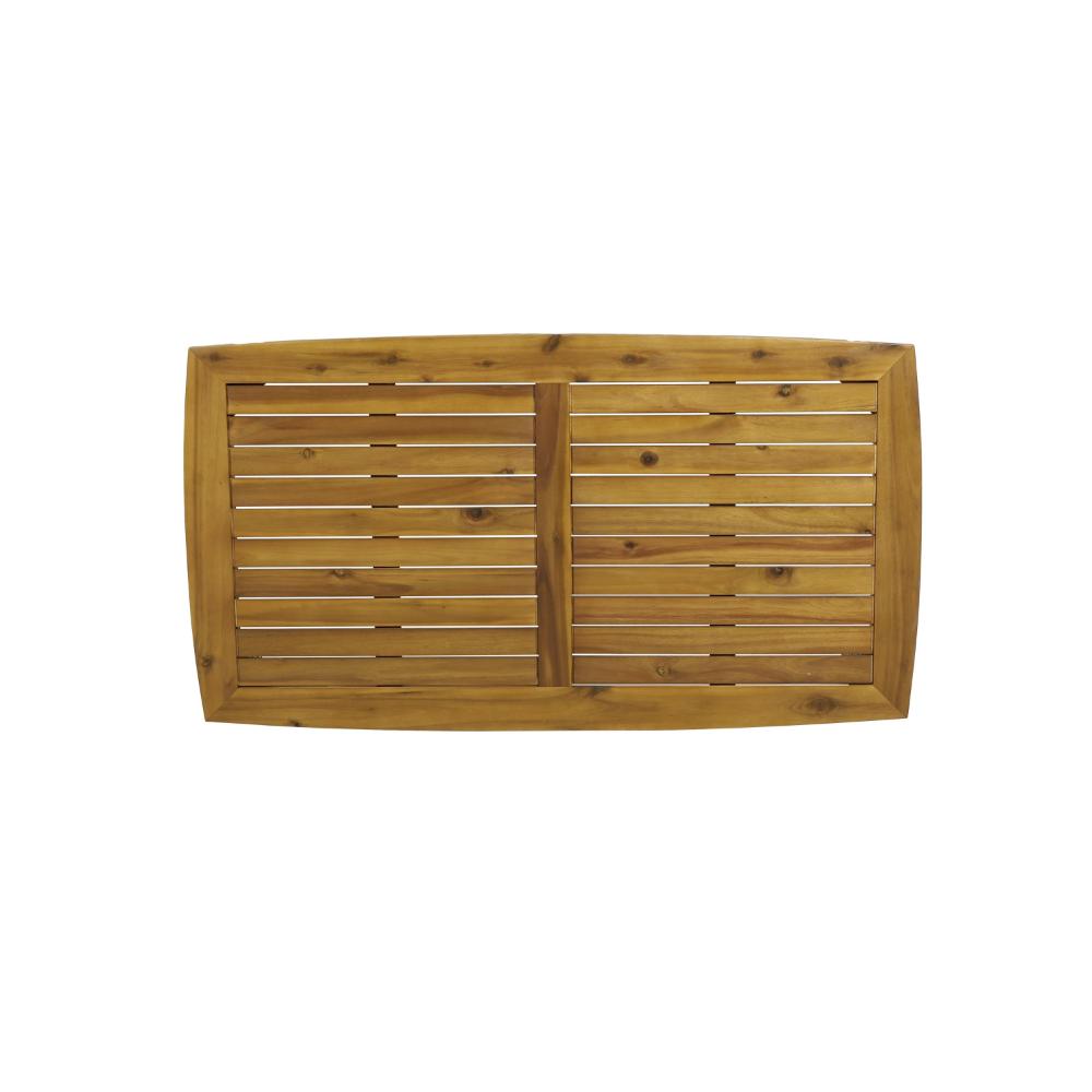 Outdoor Rectangular Coffee Table, Slatted Panels, Natural Brown Acacia Wood -BM321711
