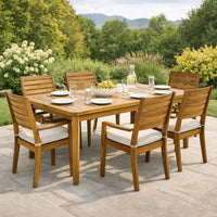 Outdoor Rectangular Coffee Table, Slatted Panels, Natural Brown Acacia Wood -BM321711
