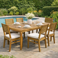 Outdoor Rectangular Coffee Table, Slatted Panels, Natural Brown Acacia Wood -BM321711