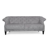 Kyle Sofa, 75 Inch, Classic Turned Wood Legs, Button Tufted Light Gray -BM321714
