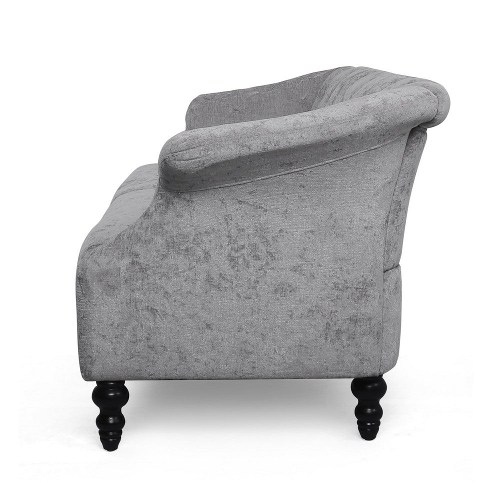 Kyle Sofa, 75 Inch, Classic Turned Wood Legs, Button Tufted Light Gray -BM321714