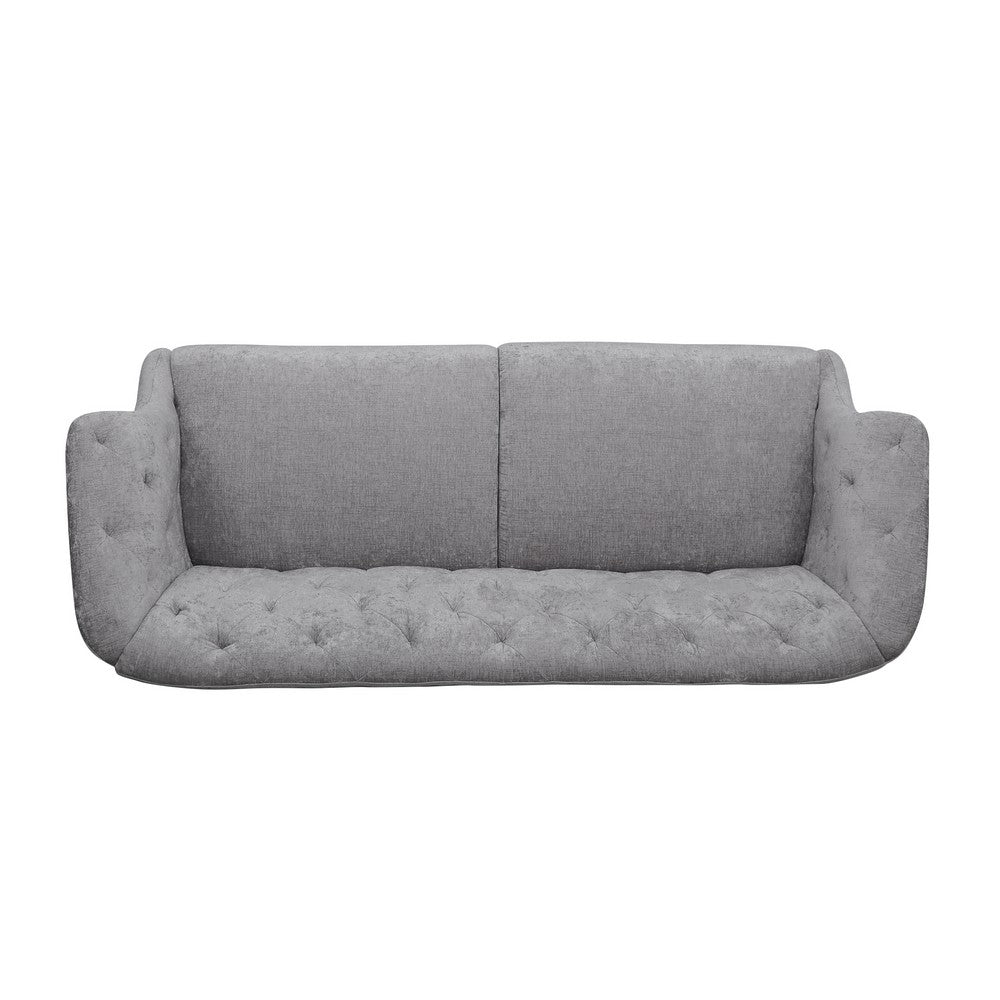 Kyle Sofa, 75 Inch, Classic Turned Wood Legs, Button Tufted Light Gray -BM321714
