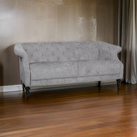 Kyle Sofa, 75 Inch, Classic Turned Wood Legs, Button Tufted Light Gray -BM321714