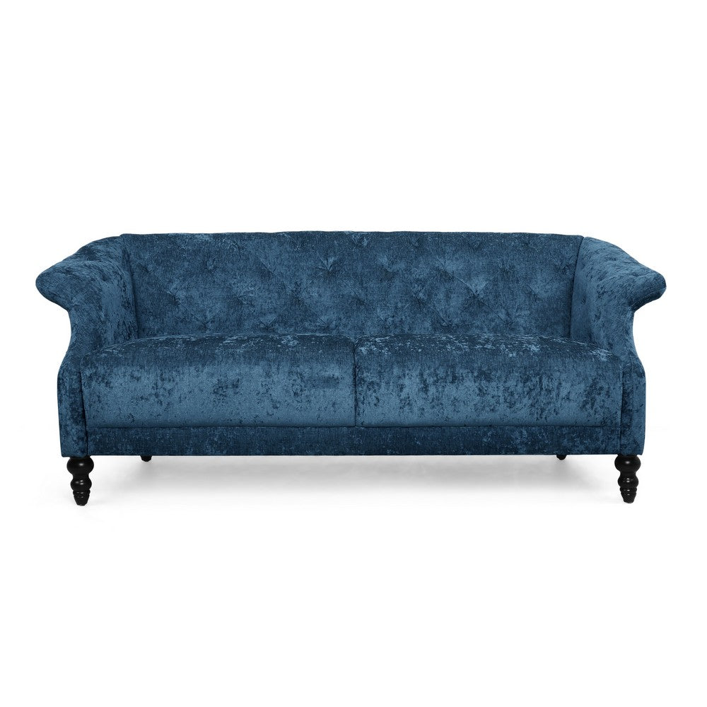 Kyle Sofa, 75 Inch, Classic Turned Wood Legs, Button Tufted Light Blue -BM321715