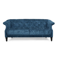 Kyle Sofa, 75 Inch, Classic Turned Wood Legs, Button Tufted Light Blue -BM321715