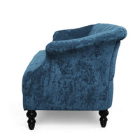 Kyle Sofa, 75 Inch, Classic Turned Wood Legs, Button Tufted Light Blue -BM321715