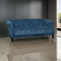 Kyle Sofa, 75 Inch, Classic Turned Wood Legs, Button Tufted Light Blue -BM321715