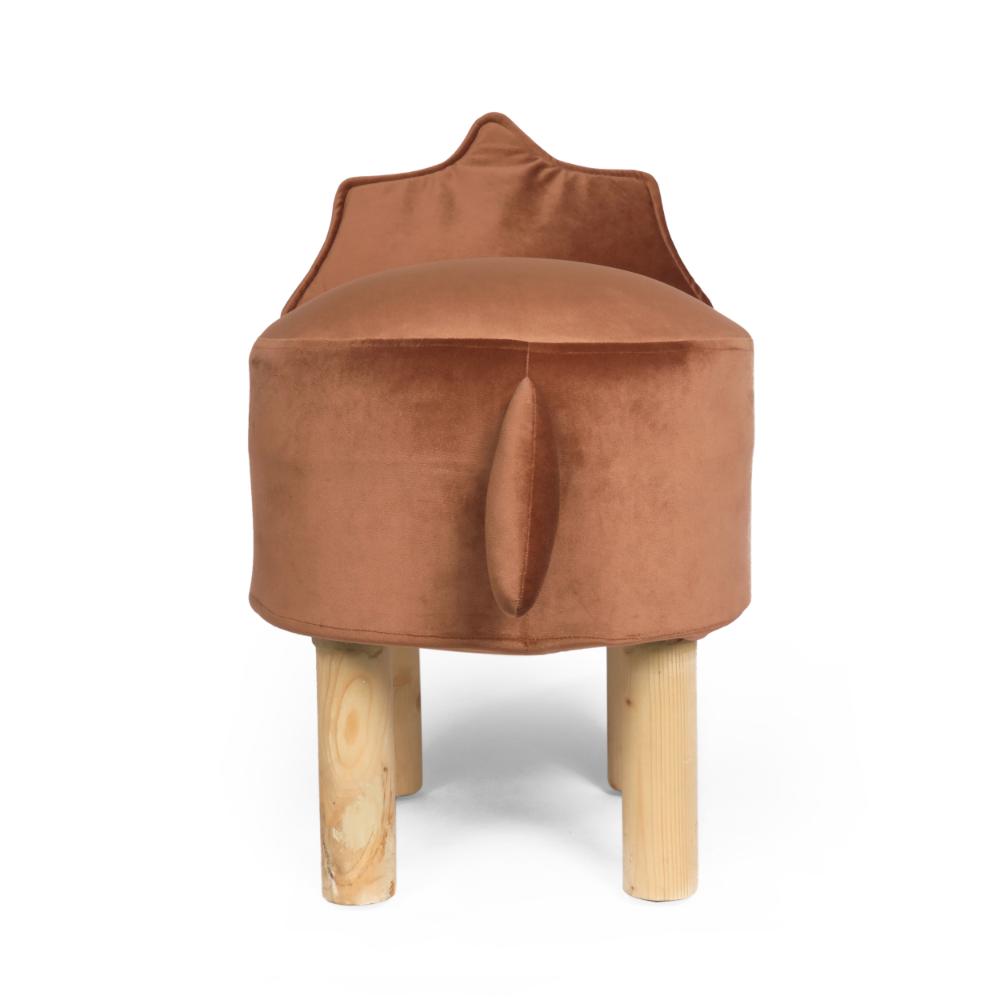 Kids Ottoman, Dinosaur Themed 21 Inch Compact, Brown and Brown Polyester -BM321716