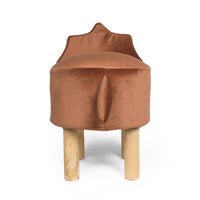 Kids Ottoman, Dinosaur Themed 21 Inch Compact, Brown and Brown Polyester -BM321716