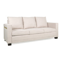 Modern Sofa, 80 Inch 3 Seater, Black Feet, Plush Cushioned Beige Fabric -BM321726