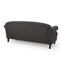 Sofa, 74 Inch 3 Seater, Rivet Accents, Button Tufted Charcoal Gray Fabric -BM321728