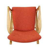 Jamy Rocking Chair, Brown Birch Wood Frame, Button Tufted Orange Polyester -BM321733