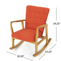 Jamy Rocking Chair, Brown Birch Wood Frame, Button Tufted Orange Polyester -BM321733