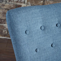 Jamy Rocking Chair, Brown Birch Wood Frame, Button Tufted Blue Polyester -BM321734