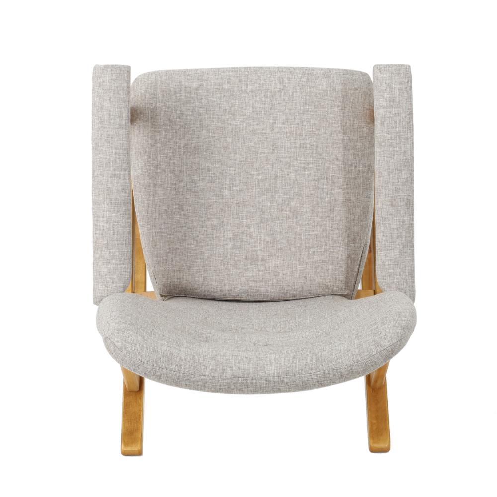 Erika Rocking Chair, Mid-Century, Rubberwood, Button Tufted Wheat Gray -BM321738