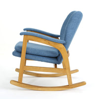 Erika Rocking Chair, Mid-Century, Rubberwood, Button Tufted Cool Blue -BM321739