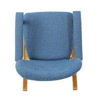 Erika Rocking Chair, Mid-Century, Rubberwood, Button Tufted Cool Blue -BM321739