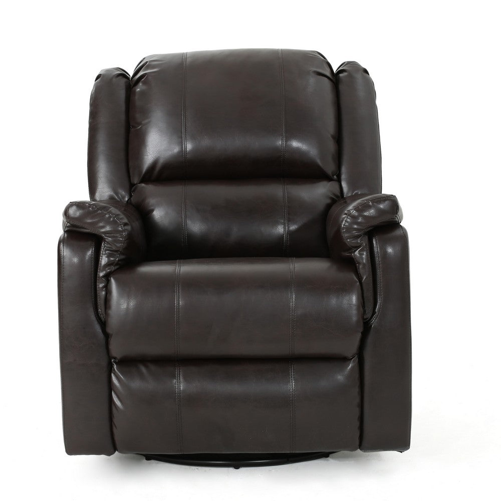 Zune Manual Glider Recliner Chair, Swivel Ergonomic, Brown Faux Leather -BM321743