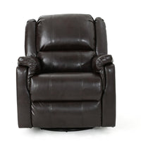 Zune Manual Glider Recliner Chair, Swivel Ergonomic, Brown Faux Leather -BM321743