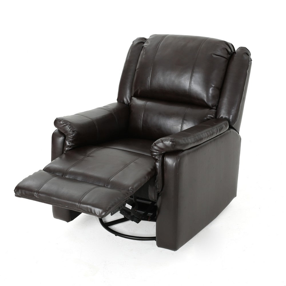 Zune Manual Glider Recliner Chair, Swivel Ergonomic, Brown Faux Leather -BM321743