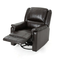 Zune Manual Glider Recliner Chair, Swivel Ergonomic, Brown Faux Leather -BM321743