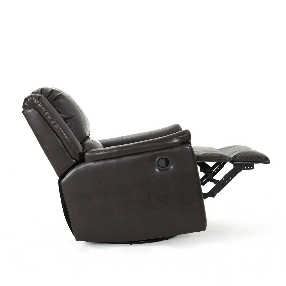 Zune Manual Glider Recliner Chair, Swivel Ergonomic, Brown Faux Leather -BM321743