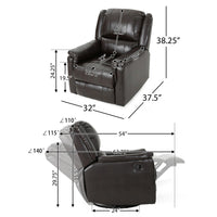 Zune Manual Glider Recliner Chair, Swivel Ergonomic, Brown Faux Leather -BM321743