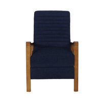 Copa Manual Recliner Lounge Chair, Brown Wood, Navy Blue Channel Tufted -BM321744