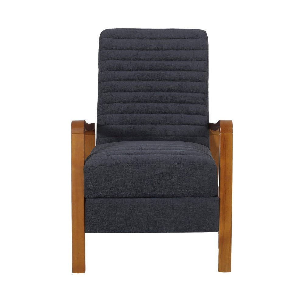 Copa Manual Recliner Chair, Brown Wood, Slate Gray Channel Stitched Fabric -BM321745