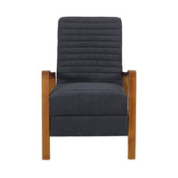 Copa Manual Recliner Chair, Brown Wood, Slate Gray Channel Stitched Fabric -BM321745