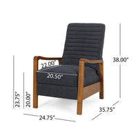Copa Manual Recliner Chair, Brown Wood, Slate Gray Channel Stitched Fabric -BM321745