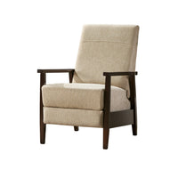Yahya Manual Recliner Chair, Ergonomic Brown Rubberwood, Sand Beige Fabric -BM321747