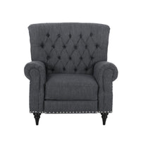 Pushback Recliner Chair, Rivet Accents, Classic Charcoal Gray Tufted Fabric -BM321748