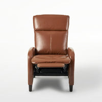 Pushback Recliner Chair, Plush Cushioned Hazelnut Brown Faux Leather -BM321749