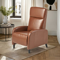 Pushback Recliner Chair, Plush Cushioned Hazelnut Brown Faux Leather -BM321749