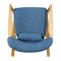 Quang Rocking Chair, Button-Tufted, Natural Brown Solid Wood, Gray Linen -BM321752