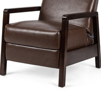 Ennie Pushback Recliner, Compact Rubberwood Frame, Dark Brown Faux Leather -BM321753