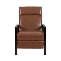 Ennie Pushback Recliner, Compact, Rubberwood, Light Brown Faux Leather -BM321754