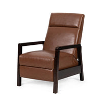 Ennie Pushback Recliner, Compact, Rubberwood, Light Brown Faux Leather -BM321754