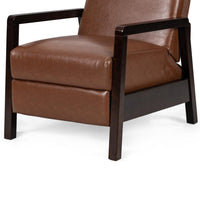 Ennie Pushback Recliner, Compact, Rubberwood, Light Brown Faux Leather -BM321754