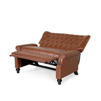 Oversized Recliner Chair, Rivets, Tufted Back Light Brown Faux Leather -BM321758