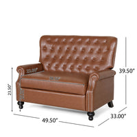Oversized Recliner Chair, Rivets, Tufted Back Light Brown Faux Leather -BM321758