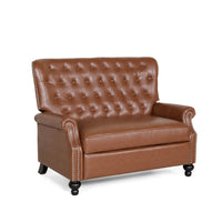 Oversized Recliner Chair, Rivets, Tufted Back Light Brown Faux Leather -BM321758