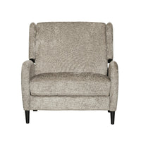 Howie Pushback Manual Recliner Chair, Dark Brown Wood, Textured Beige -BM321759