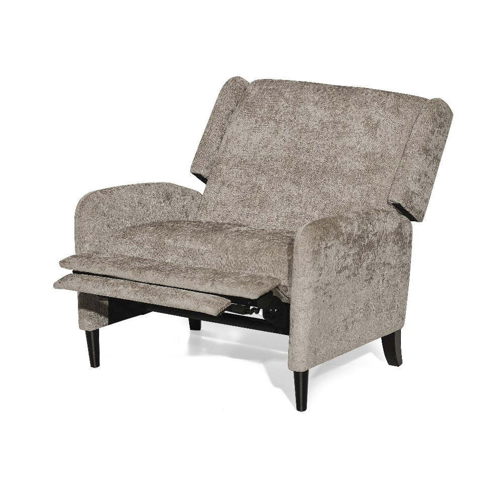 Howie Pushback Manual Recliner Chair, Dark Brown Wood, Textured Beige -BM321759